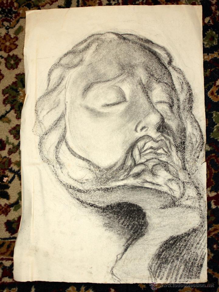 Arte: ANONIMO. DIBUJO A CARBON. CRISTO YACENTE - Foto 1