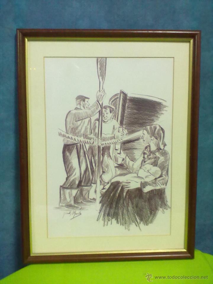 Arte: DIBUJO CARBONCILLO ENMARCADO CON CRISTAL FIRMADO VICENTE MANSILLA.