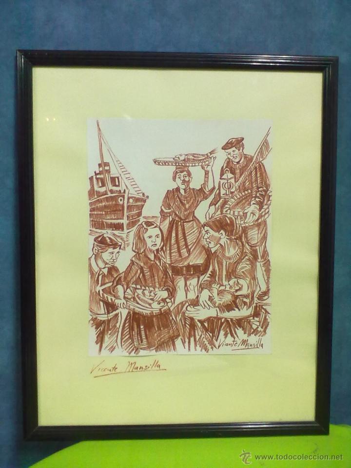 Arte: DIBUJO SANGUINA ENMARCADO CON CRISTAL FIRMADO VICENTE MANSILLA