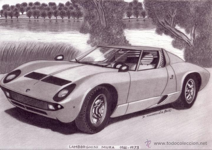 dibujo hiperrealista (automóvil). * lamborghini - Buy Contemporary drawings  of the XX century on todocoleccion