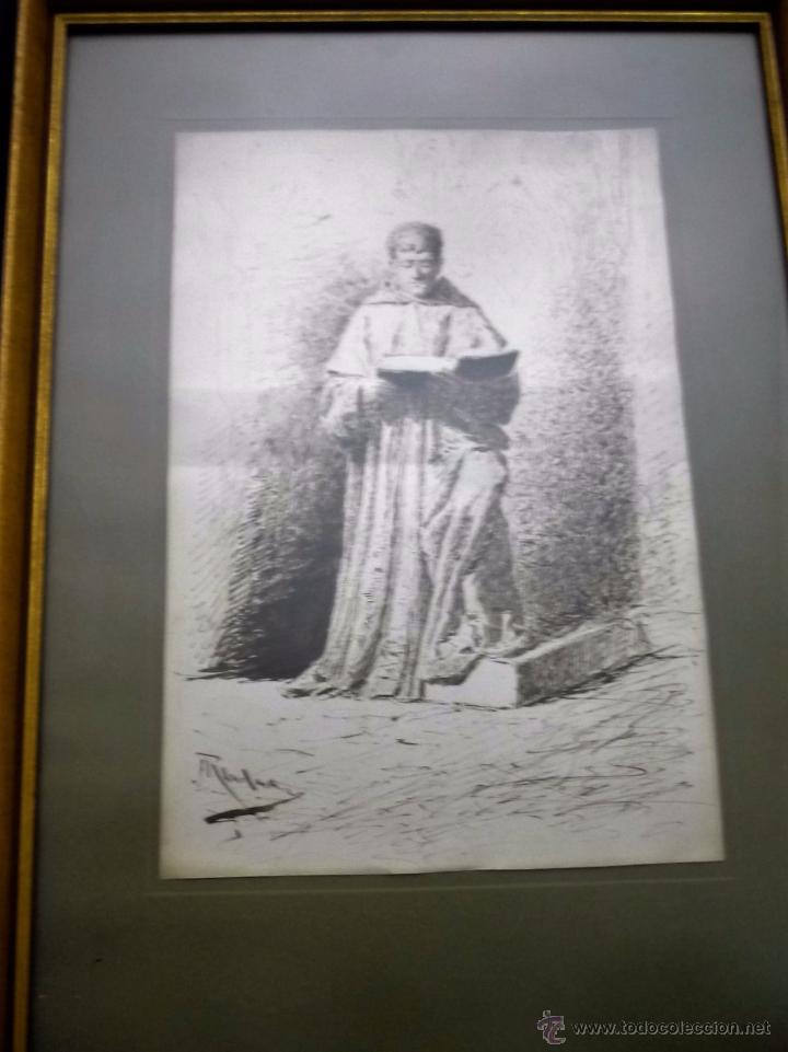 Arte: Fraile leyendo. Firmado - Foto 1