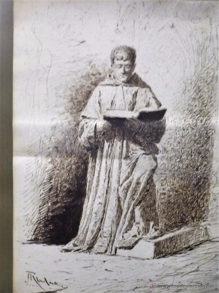 Arte: Fraile leyendo. Firmado - Foto 4
