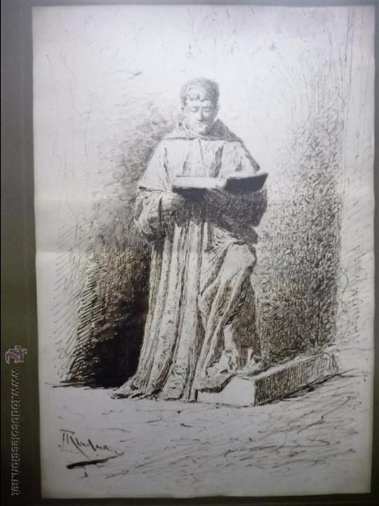 Arte: Fraile leyendo. Firmado - Foto 8