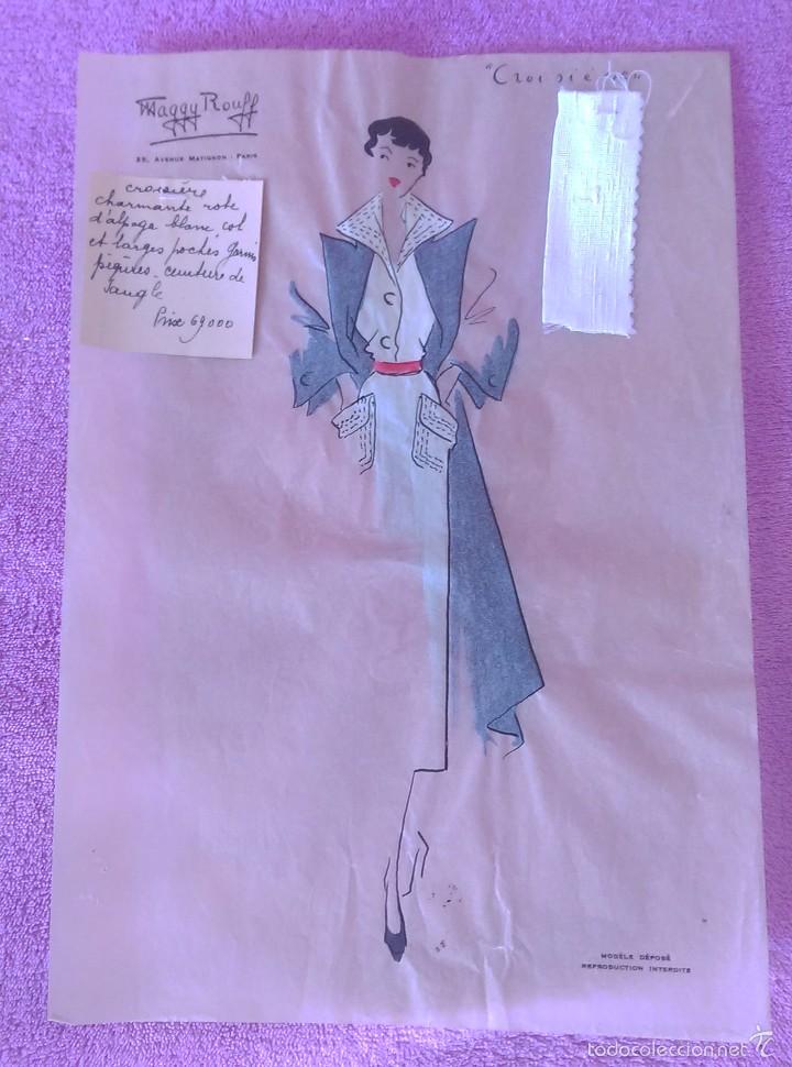 Arte: DIBUJO ORIGINAL Y MUESTRA DE MODA DE PRESIGIOSA Y SELECTA CASA MAGGY ROUFF 1935