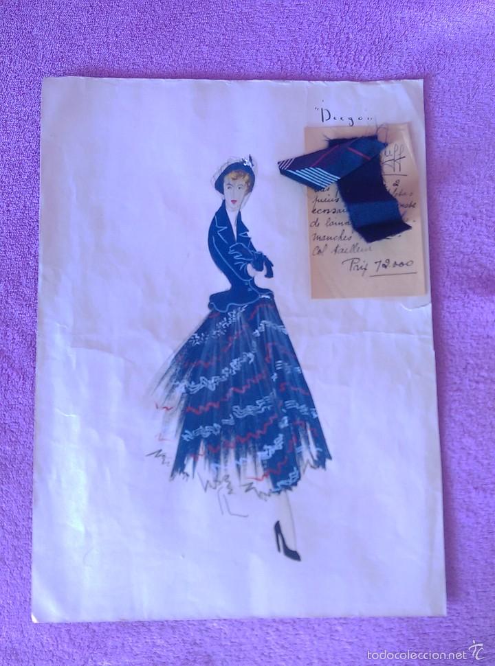 Arte: DIBUJO ORIGINAL Y MUESTRA DE MODA DE PRESIGIOSA Y SELECTA CASA MAGGY ROUFF 1935