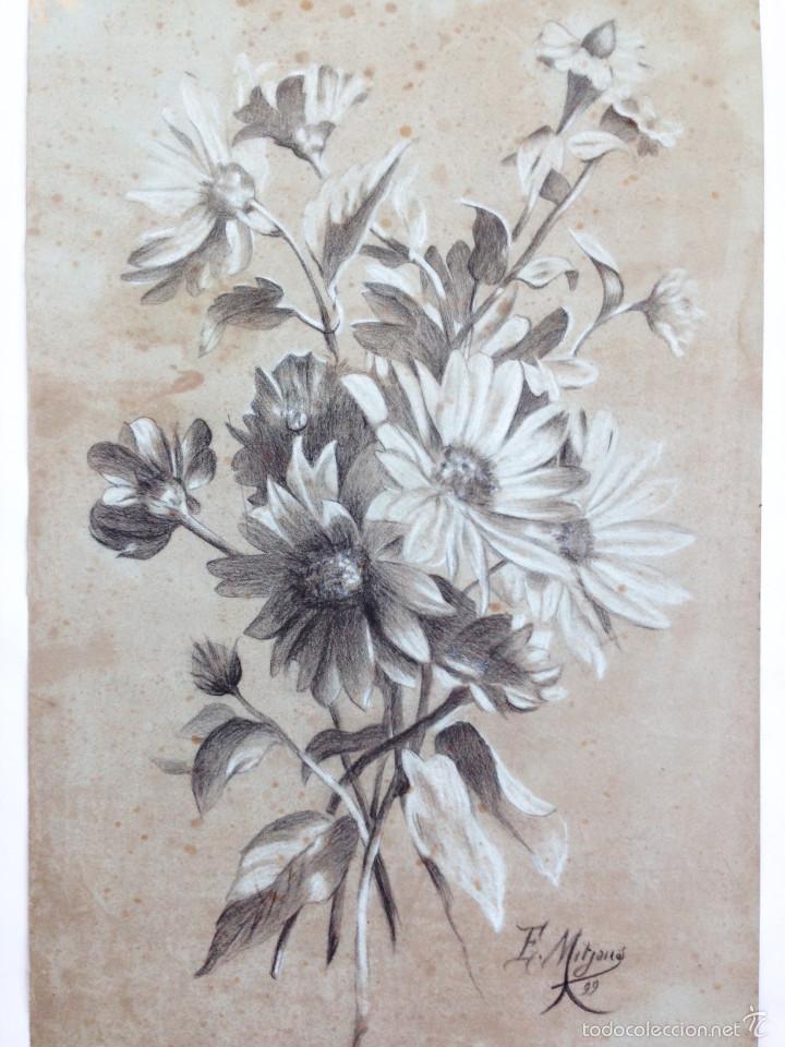 dibujo bouquet de flores - 1899 - modernismo - - Buy Modern drawings of the  XIX century on todocoleccion