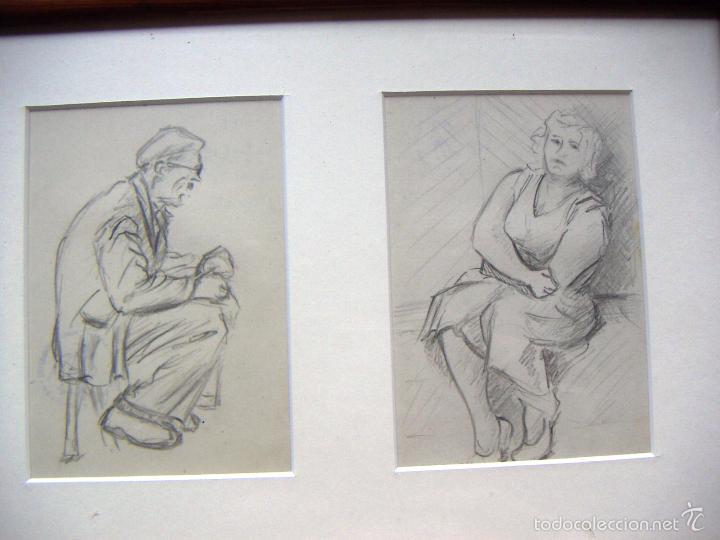 Arte: 2 Dibujos de Rafael Botella con marco de &eacute;poca - Foto 2