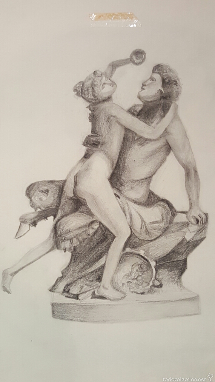 Arte: Ninfa y s&aacute;tiro, dibujo a lapiz - Foto 1