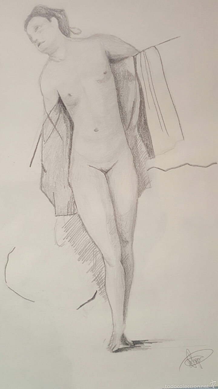 Arte: Dibujo o boceto a lapiz, desnudo, e. Requena - Foto 1