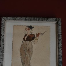 Arte: POSTAL CON DIBUJO TINTA Y ACUARELA - LOUIS F... - 1917 - SALONIQUE - PERSONAJE FEMENINO CON ACEITERA