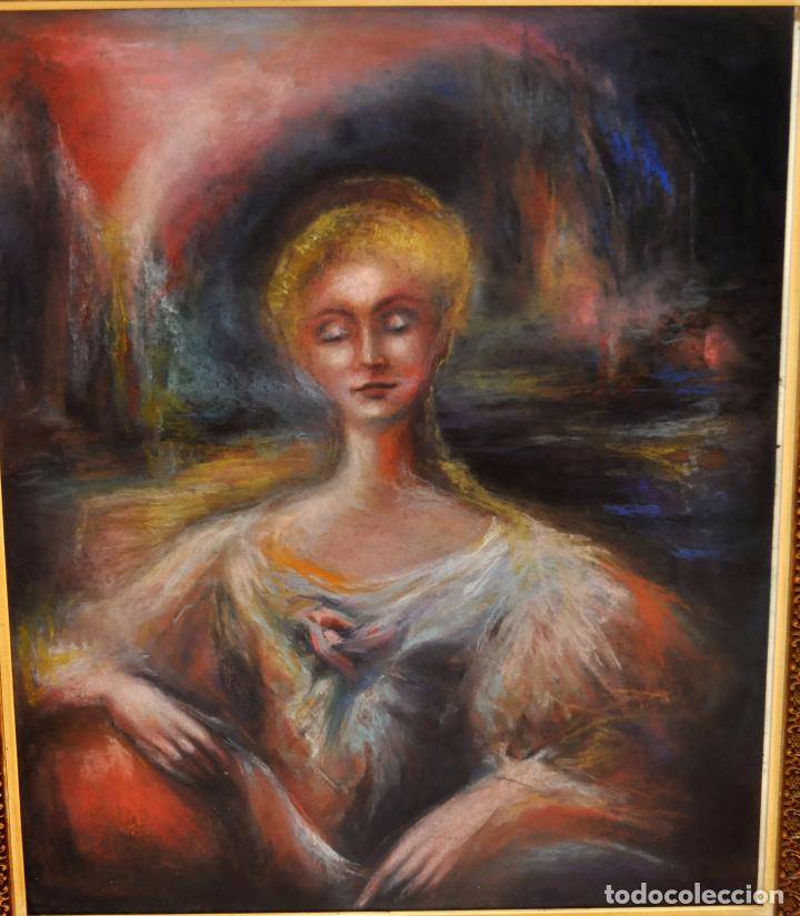 Arte: ESCUELA ESPA&Ntilde;OLA DE MEDIADOS DEL SIGLO XX. DIBUJO A PASTEL. RETRATO FEMENINO