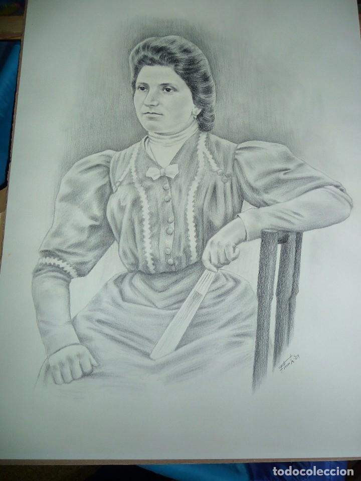 Arte: RETRATO A CARBONCILLO ORIGINAL DE FRANCISCO FUENTES (1984)