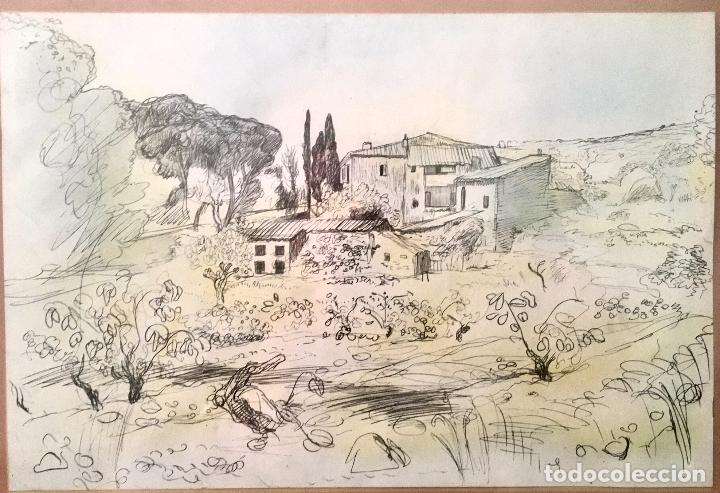Art: PAISAJE PROVENZAL. DIBUJO ORIGINAL DEL GRAN ILUSTRADOR FRANC&Eacute;S EDY-LEGRAND