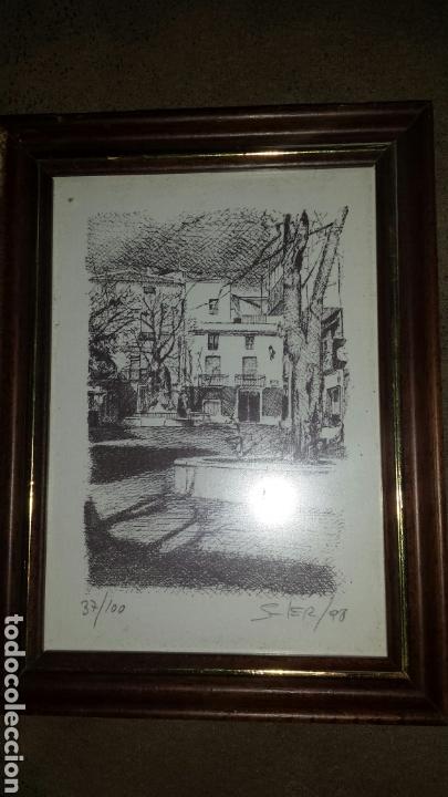 Kunst: Litograf&iacute;a numerada 37/100 firmada SOLER/98. PZA PUEBLO ( posiblemente interior Com. Valenciana)