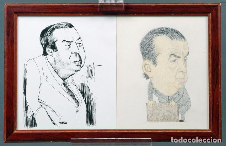 Art: Pareja caricatura original tinta y color Jes&uacute;s M&ordf; Viana firmada O&ntilde;ate a&ntilde;os 80