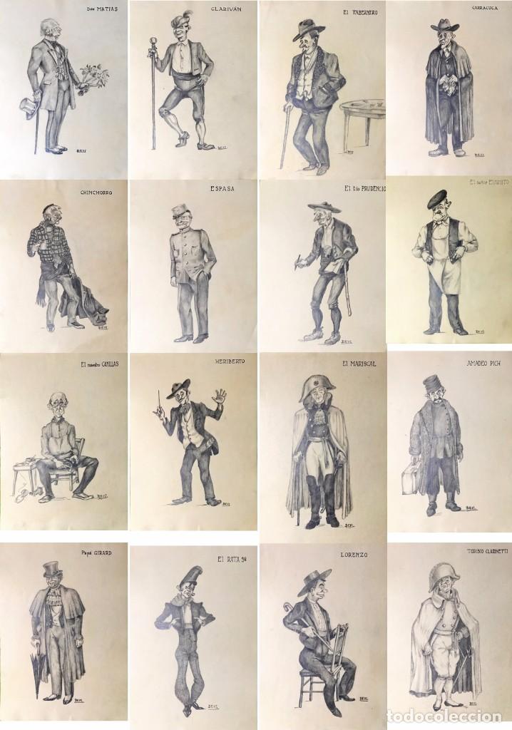 serie de 16 dibujos a lápiz de personajes de la - Compra venta en  todocoleccion