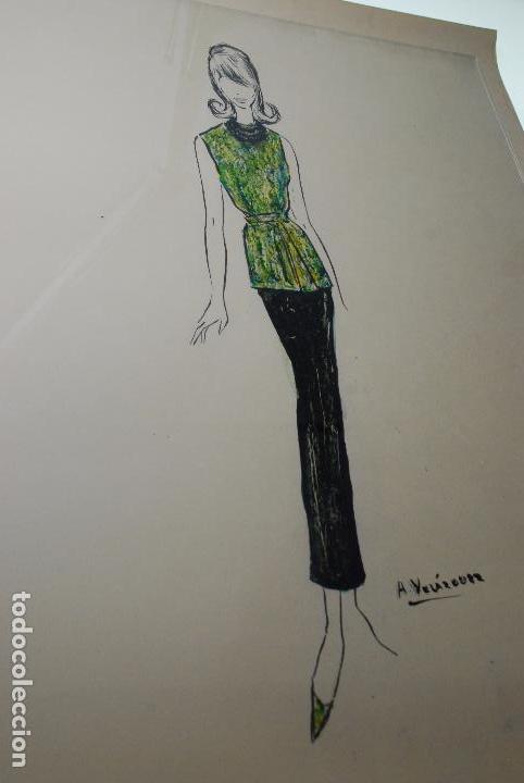 dibujo original modelo años 40-50 - moda mujer - Acheter Dessins  contemporains du XXe siècle sur todocoleccion