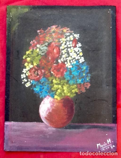 Arte: DIBUJO DE FLORERO CERAS SOBRE CARTULINA.FIRMADO. ENVIO INCLUIDO EN EL PRECIO.
