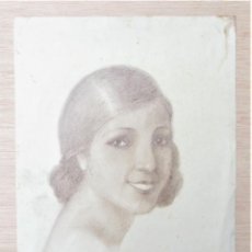 Arte: ANTONI CLAVÉ (1913-2005), ROSTRO MUJER, 1930, DIBUJO AL CARBONCILLO. 22,5X29CM