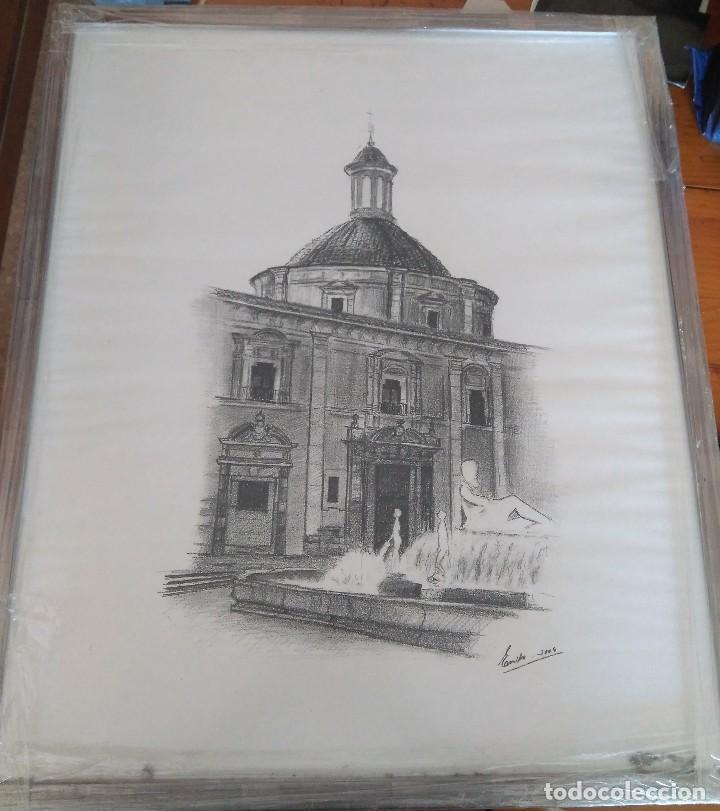 Arte: &iexcl;&iexcl;&iexcl; OPORTUNIDAD !!! Cuadro al carboncillo con marco,vista del tribunal de las aguas de Valencia.