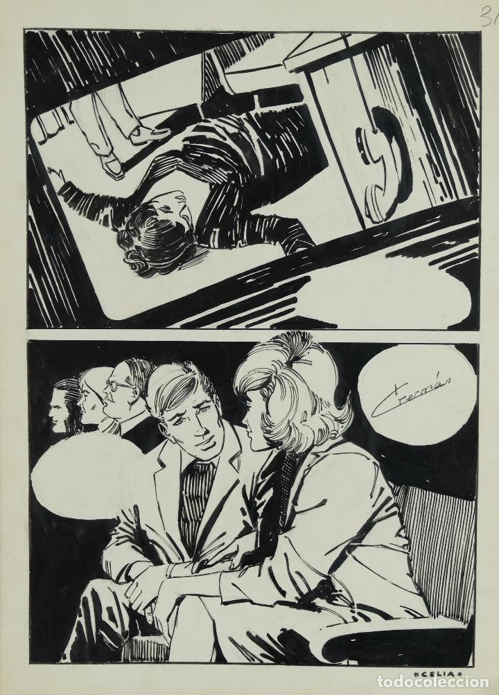 Art: Dibujo hecho con rotulador Escena cine firmado German finales siglo XX