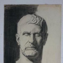 Dibujo de busto de escultura clásica romana .Pintado al carboncillo.