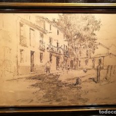 Arte: PLAZA DE PUEBLO POR SEGUDO MATILLA (1862-1937). Lote 128258371