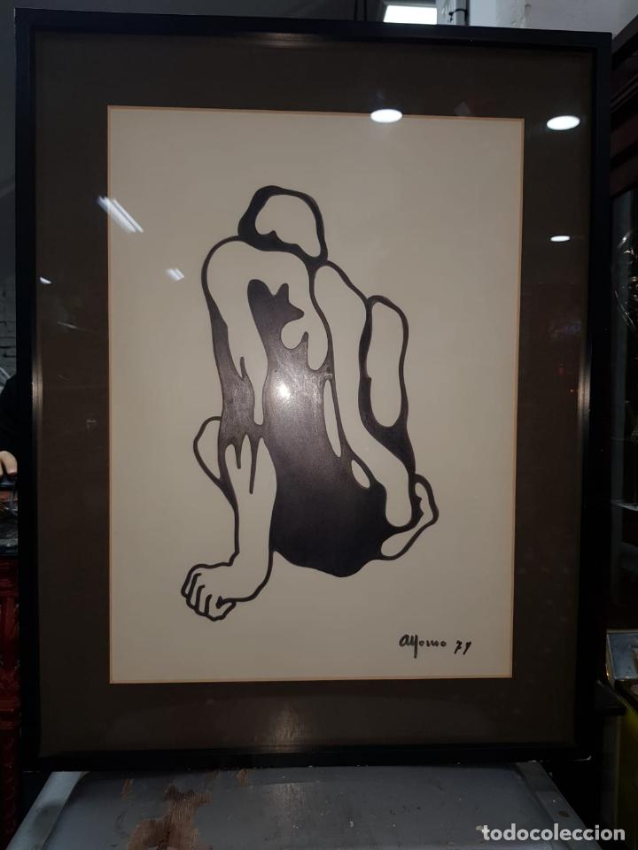 Art: ALFONSO PEREZ PLAZA ,TINTA SOBRE PAPEL, EL PENSADOR 1971 50X65 (CATARROJA, VALENCIA 1936-2013)