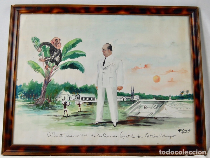 Art: TINTA SOBRE PAPEL-GUINEA ECUATORIAL-FINCA CALATAYUT-FIRMADO F.GONZALEZ A&Ntilde;OS 40
