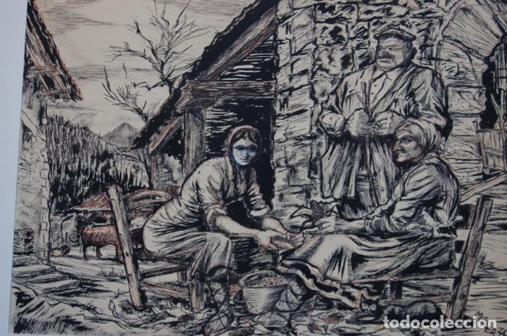 Arte: Jos&eacute; Mar&iacute;a Muguerza (Bilbao1908/1986). Dibujo de 48 x 34 cm. A&ntilde;o 1962. Buen estado.