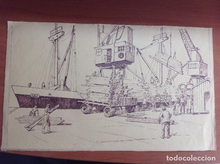Arte: An&oacute;nimo. Cargando en el puerto. - Foto 1