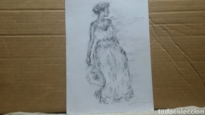 Arte: Mujer junto a la costa obra original - Foto 6