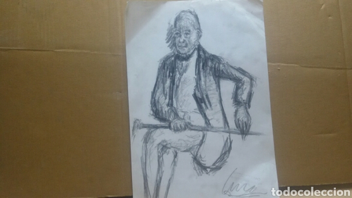 Arte: Hombre mayor con bast&oacute;n - Foto 1