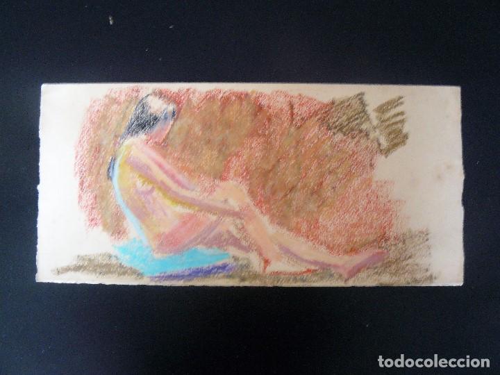 Kunst: DIBUJO REALIZADO A CERAS - AN&Oacute;NIMO - DESNUDO FEMENINO -