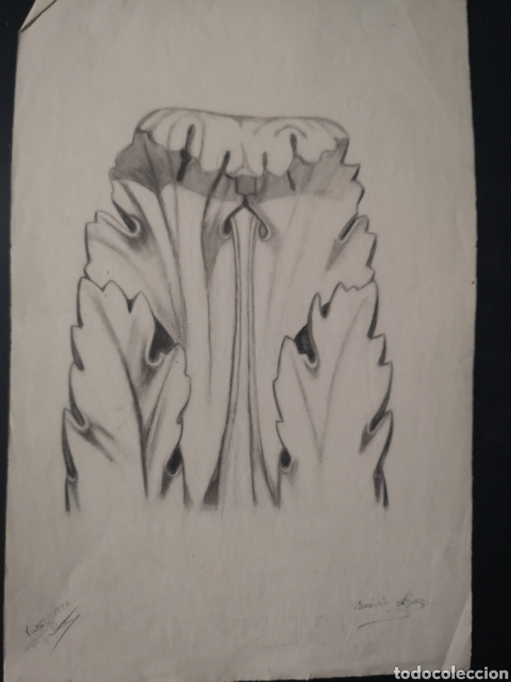 Kunst: Dibujo carboncillo composici&ntilde;on surrealista 31X48cm firmado Emilio Lopez