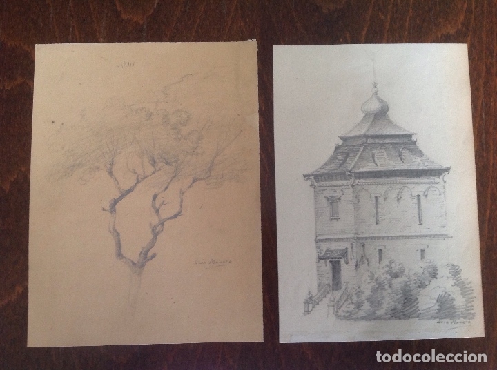 Arte: Luis Manero. Edificio y rama de &aacute;rbol. - Foto 1