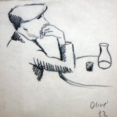 Arte: JACINTO OLIVE FONT (BARCELONA, 1896-1967) DIBUJO A LAPIZ FECHADO DEL AÑO 1932. PERSONAJE
