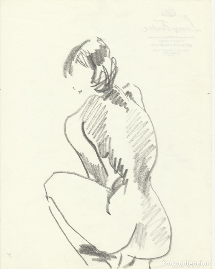 Arte: María Luisa Frontera. Dibujo académico a lápiz Desnudo femenino. Sin firmar. 21x30 cm. - Foto 1 - 231500860