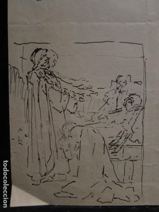 Arte: Estudio con figuras - Escuela francesa, siglo XIX. 21,7 x 17,3 cm. DIBUJO A TINTA - Foto 2 - 183379207