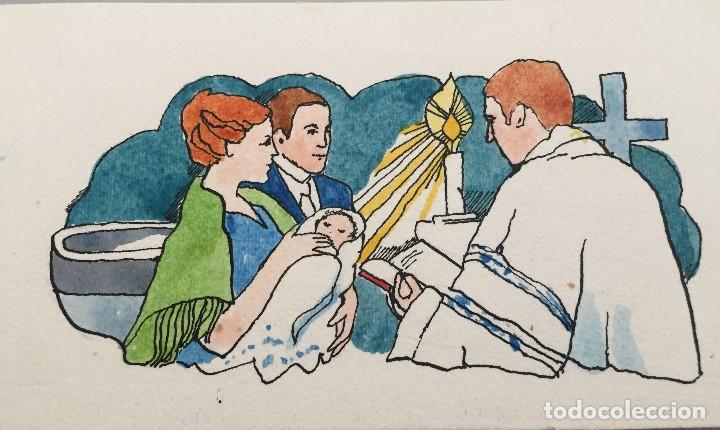 Arte: Bautizo.Boada, ilustraci&oacute;n original 1972, catalogada. - Foto 1