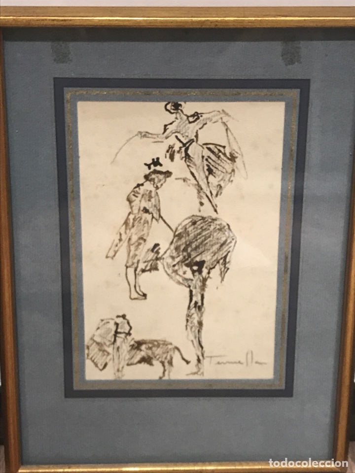 Art: Dibujo enmarcado serie tauromaquia de Joaqu&iacute;m Terruella i Matilla ( 1891 - 1957 )