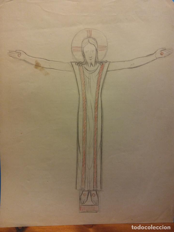 Kunst: ORIGINAL. OBRA DE FRANCESC GASS&Oacute;. ARTE RELIGIOSO. MEDIDAS 27 X 21