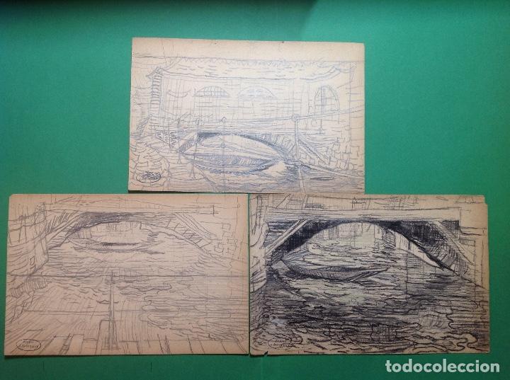 Arte: Jacques Acremant. Barcas y puentes. - Foto 1