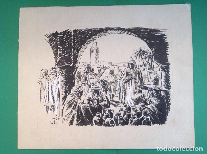 Arte: An&oacute;nimo. Mercado arabe. - Foto 1