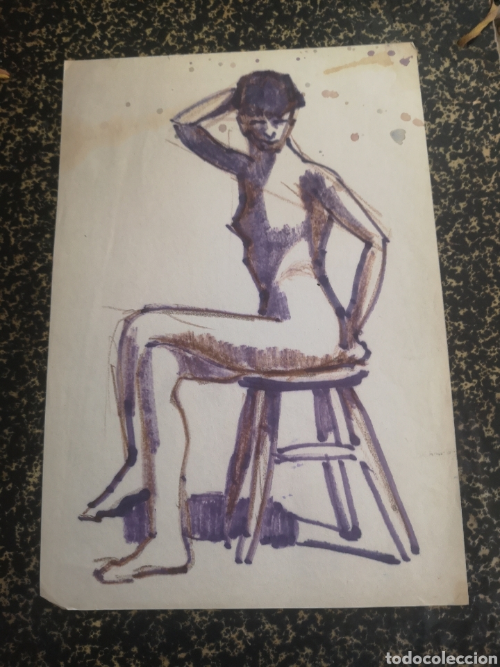 Art: Desnudo femenino, t&eacute;cnica mixta. 31x21cm
