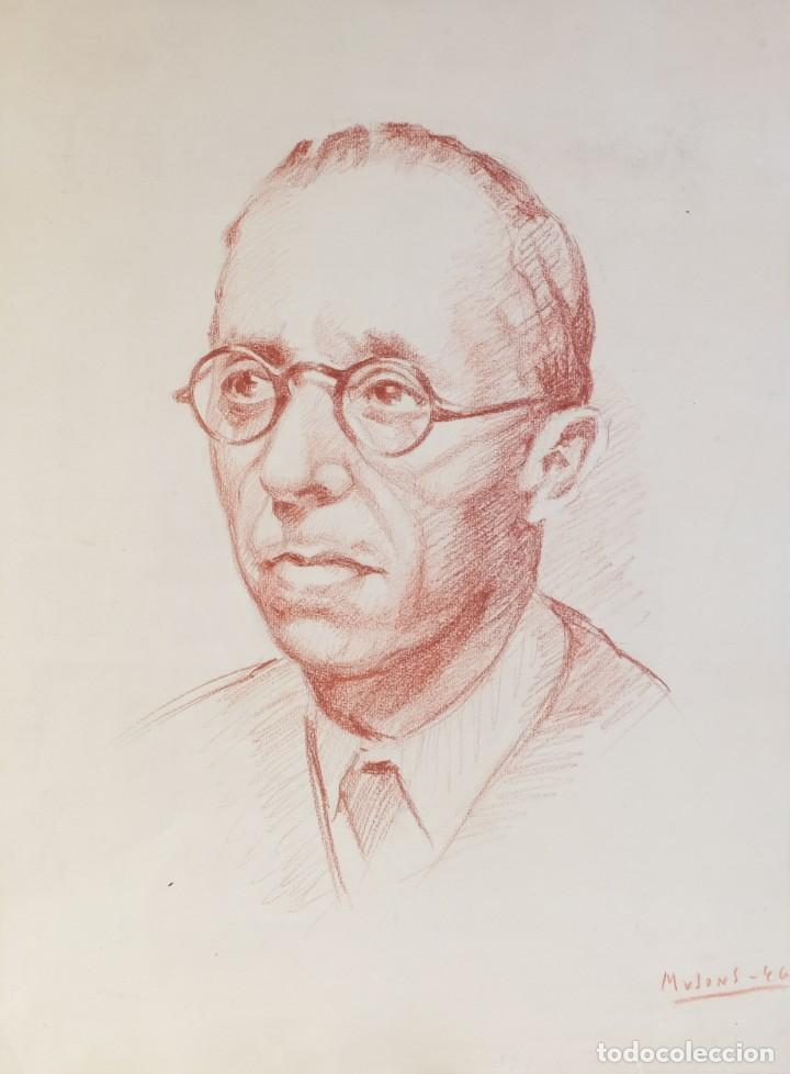 Arte: Sanguina sobre papel Retrato hombre firmado Musons 1946
