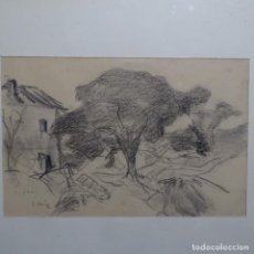 Arte: 2 DIBUJOS EN UNA MISMA HOJA A CARBONCILLO DE JOAQUÍN MIR(1873-1940) ENMARCADOS.