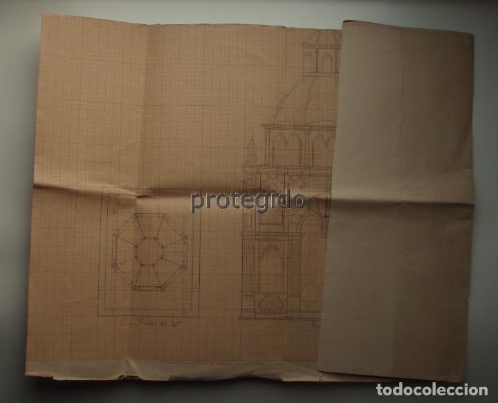 Arte: ARQUITECTURA. DIBUJO ORIGINAL. EDIFICIO FUNERARIO. AUTOR Y EDIFICIO POR IDENTIFICAR. - Foto 7
