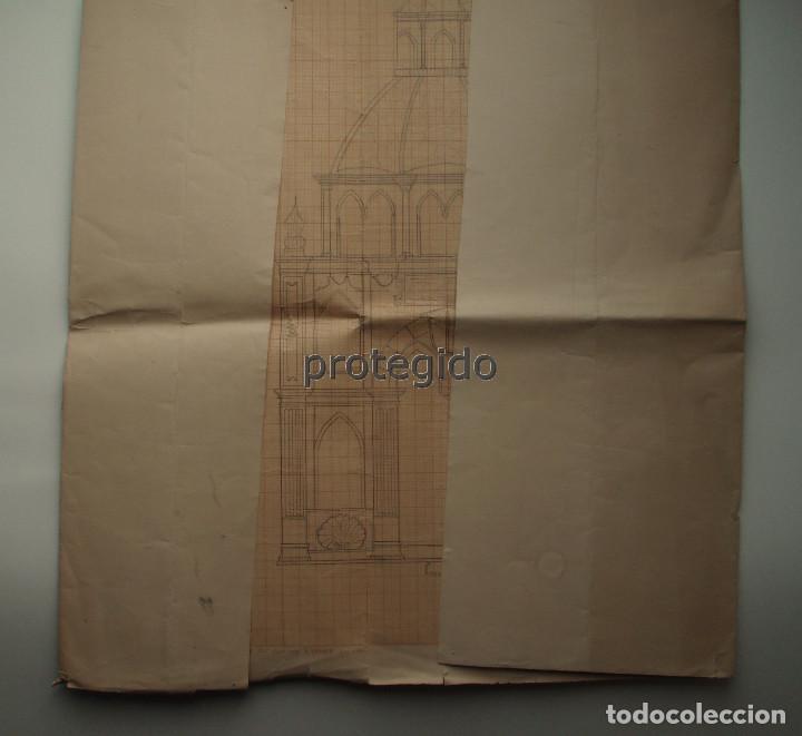 Arte: ARQUITECTURA. DIBUJO ORIGINAL. EDIFICIO FUNERARIO. AUTOR Y EDIFICIO POR IDENTIFICAR. - Foto 6