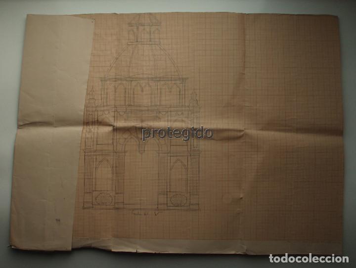 Arte: ARQUITECTURA. DIBUJO ORIGINAL. EDIFICIO FUNERARIO. AUTOR Y EDIFICIO POR IDENTIFICAR. - Foto 8